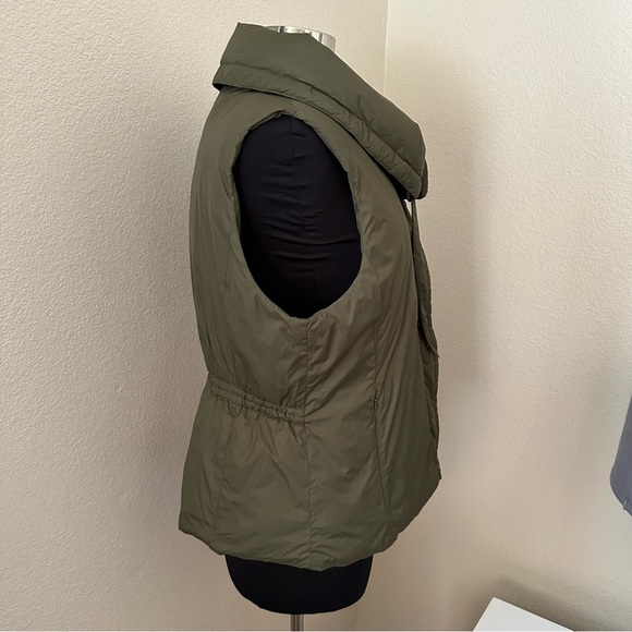 Eileen Fisher Khaki Army Green Down Puffer Sleeveless Vest Size L - Picture 7 of 15